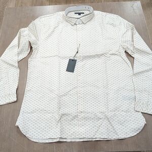 Mens John Varvatos Ross Printed LS Button Up Shirt China White